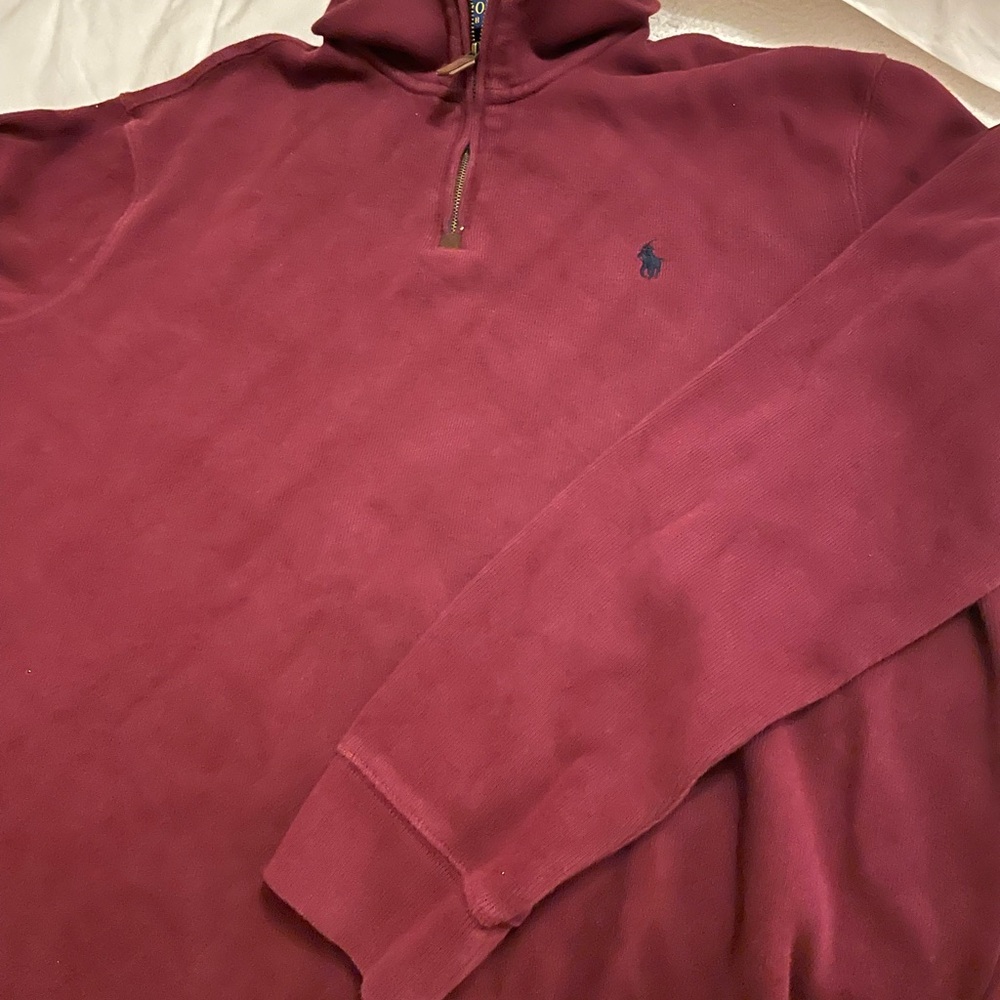Ralph Lauren Maroon Quarter-Zip Sweater
